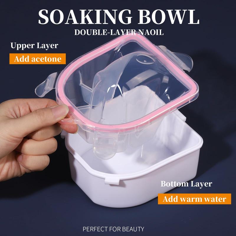 Nail Soaking Bowl, Soak Off Gel Polish Dip Powder Remover, Manicure Bowl for Hand, Cuticle Remover Tools, Nail Brush, Cuticle Pusher,Cuticle Oil, Cuticle Peeler,Nail File Buffer