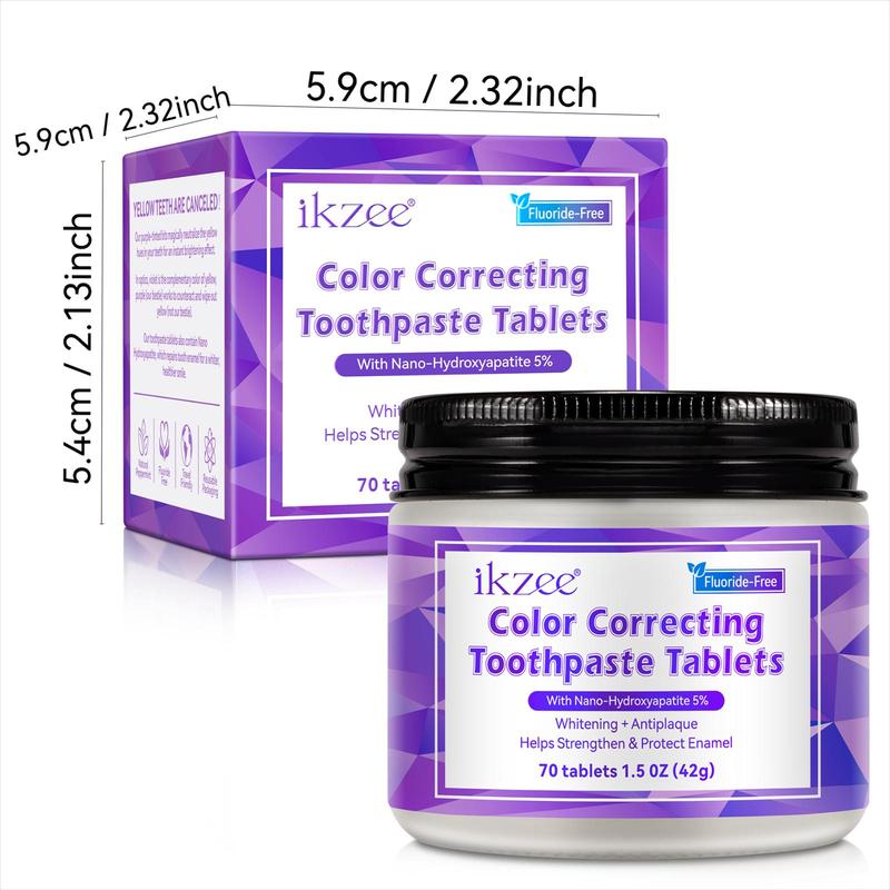 Color Correcting Toothpaste Tablets, 1 Box Long Lasting Fresh Breath Toothpaste Tablets, Portable Travel Toothpaste for Daily Oral Care