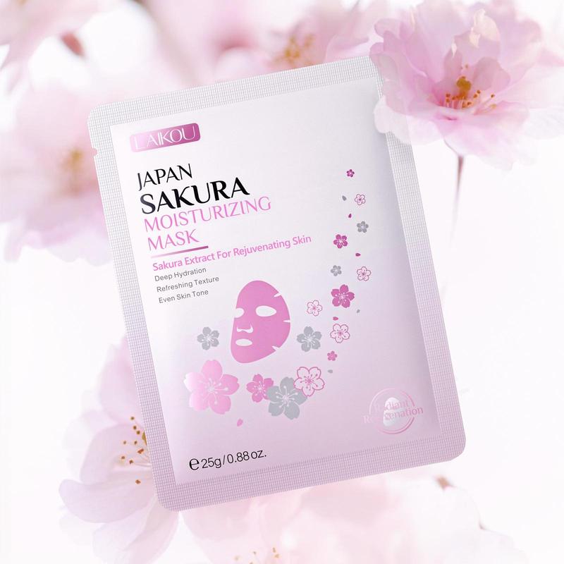 Sakura Skincare Set, 18pcs set Moisturizing Facial Cream & Face Serum & Eye Serum & Sleeping Mask & Mud Mask & Hydrateing Mask, Skin Care Kit for Women