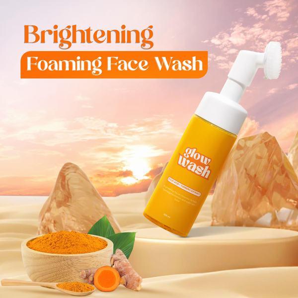 Glow Wash Brightening Foaming Facial Cleanser with Turmeric & Kojic Acid - Hydrating Dark Spot Removal Face Wash, Deep Cleansing Skincare- 150ml