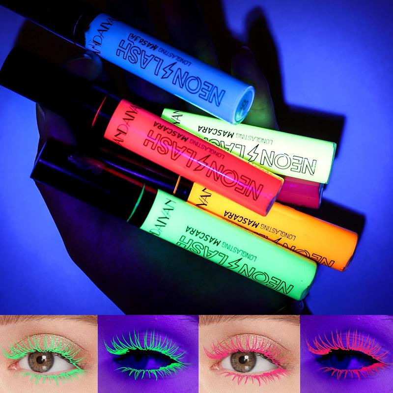 UV Glow Neon Mascara, Long Lasting Waterproof Mascara, Colorful Smudge-proof Fluorescent Colorful Mascara, Face Body Paint, Cosmetic Gift For Women & Girls