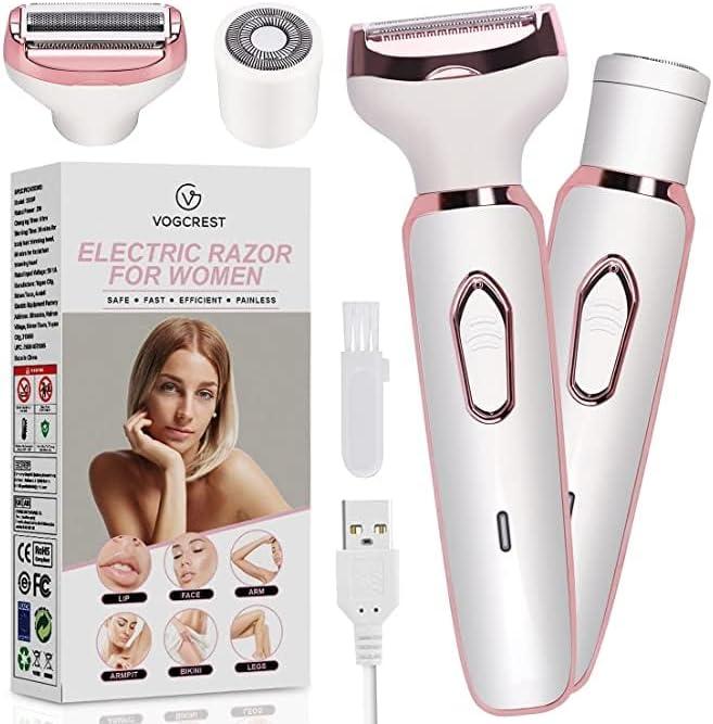 Electric Razor- 2 in 1 Shaver & Trimmer for Women,Portable Rechargeable Hair Removal Kit for Face,Body,Leg, Bikini,Underarm &Arm Gift Smooth Comfort