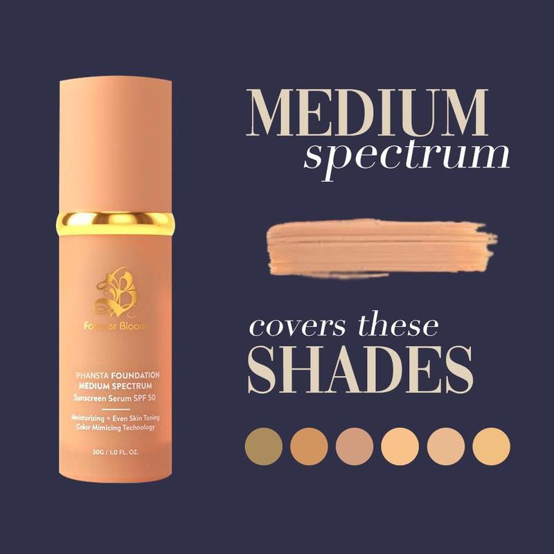 Foundation 4 in 1 - Medium Spectrum,Liquid Foundation for Flawless, Natural Looking Finish Lightweight Makeup Clear Concealer Radiant Silky 13