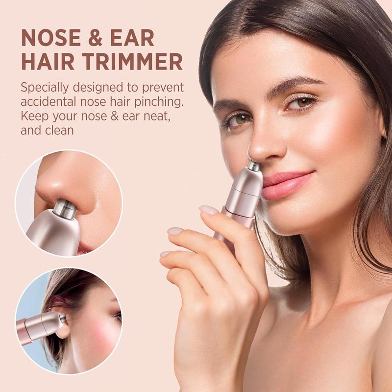 Facial - Nose Hair Remover: 2 in 1 Painless Electric Shaver and Nose Trimmer - Rechargeable Hair Removal Tool Smooth Comfort