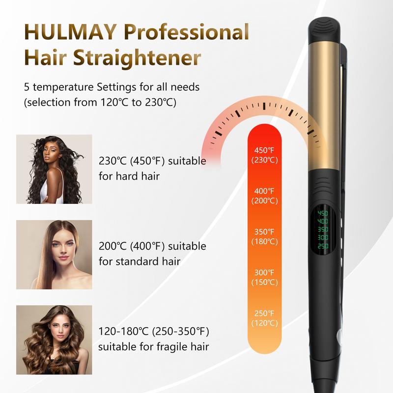 Hulmay 2 in 1 Hair Straightener,Durable Titaniuml Flat Iron Hair Straightener,Hair Straightening Ionic Fast Heating , Comfort 2 in 1 Straightening