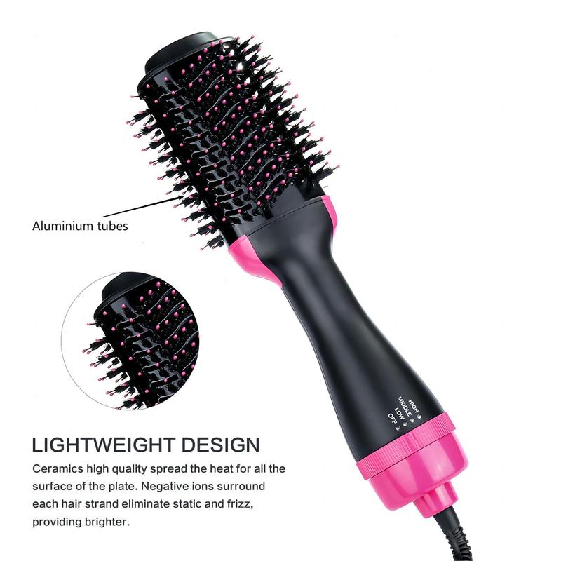 4 in 1 Hair Dryer Straightener, Multi-use Hair Dryer Brush with Aluminum Tube Comb Head, Lightweight Design Hot Air Comb for Home & Salon Use