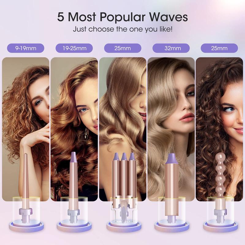 Comfortable Curling Iron Wand 5 in 1 set with 3 barrels,For women,Fast heating,All hair types,Great gift,Adds comfort to your styling. beauty  tools