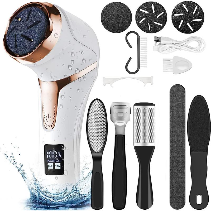 Rechargeable Electric Foot Callus Remover, Waterproof LCD Display 3 Heads 2 Speeds Electric Callus Remover for Feet with Vacuum, 8 in 1 Professional Pedicure Tools Kit, Christmas, Christmas Gift