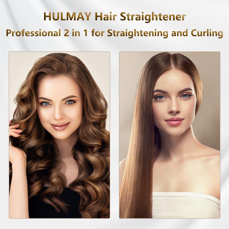 Hulmay 2 in 1 Hair Straightener,Durable Titaniuml Flat Iron Hair Straightener,Hair Straightening Ionic Fast Heating , Comfort 2 in 1 Straightening