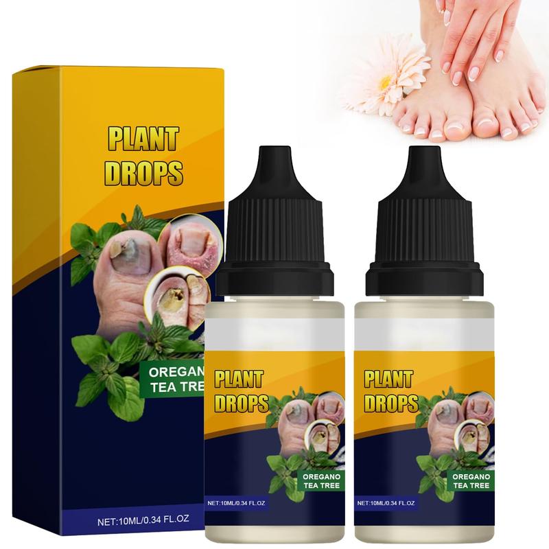 Plant Drops for Nails Care, Oregano Tea Tree, Tea Tree and Oregano Oil for Toenail 10 ml 0.34 Fl.oz, Nail Care Solution for Thick, Broken, Discolored or Damaged Nail