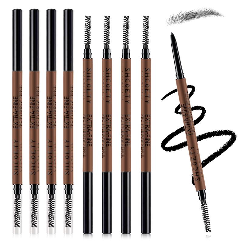 SHCOETY Double head ultra-Fine Eyebrow Pencil 4-color natural long-lasting waterproof, sweat resistant and non-smudding ultra-fine core Makeup Cosmetic