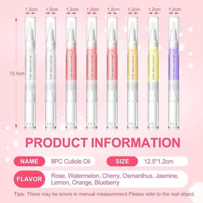 Shelloloh 8pcs Nail Cuticle Oil Pen for Nails, Nail Revitalizing Nutrition Oil Pen for Nail Treatment Care Nail Softener and Strengthener