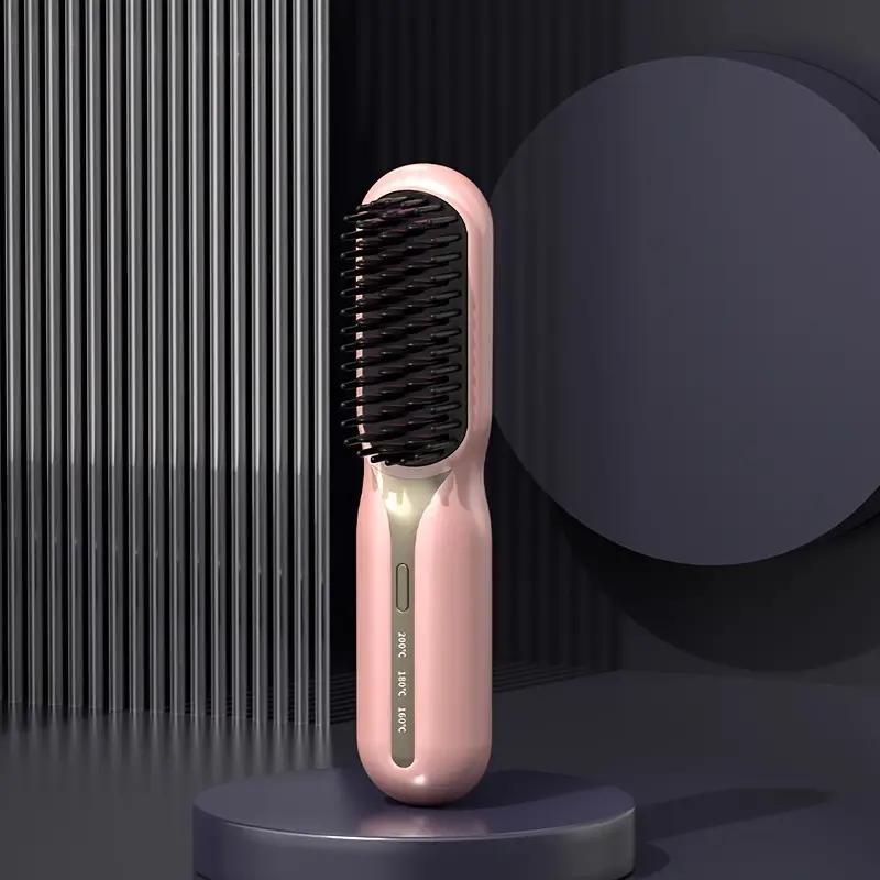 Portable Electric Hair Straightener Brush, Rechargeable Hair Straightening Comb, Hair Styling Tool for Home & Travel