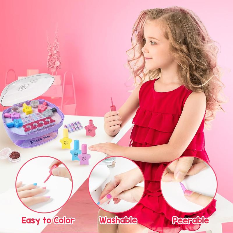 Christmas gift Kids Nail Polish Kit for Ages 3+ - Includes Nail Dryer, Glitter, and Fun Accessories Special cute ideal Christmas gift