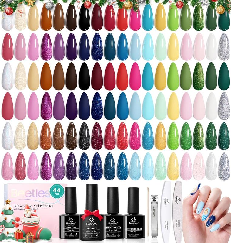 Beetles Gel Nail Polish Set Red Brown Green Yellow Gel Polish Fairytale Town Collection 36 Colors Christmas Gel Polish with 4Pcs Base Top Coat Gel Nail Manicure Tools Gifts for Women Nail Art