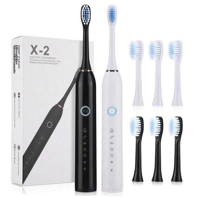 Electric Toothbrush Set, 1 Box Rechargeable USB Electric Toothbrush with 4 Counts Replacement Head, Teeth Cleaning Tool, Sonic Electric Toothbrush for Adults