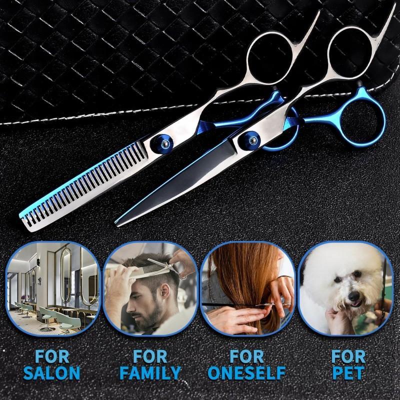 Hair Styling Tool Set, 7 Counts set Professional Hair Cutting Kit, Including Thinning Scissors, Comb, Clips, Storage Bag, Hairdressing Tool for Salon & Barber Shop