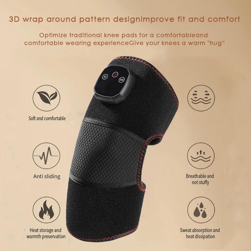 Portable Heating Massage Knee Pad, 1 Count Rechargeable Vibration Knee Massager with Digital Display, Multifunctional Winter Massage Gift for Home & Office