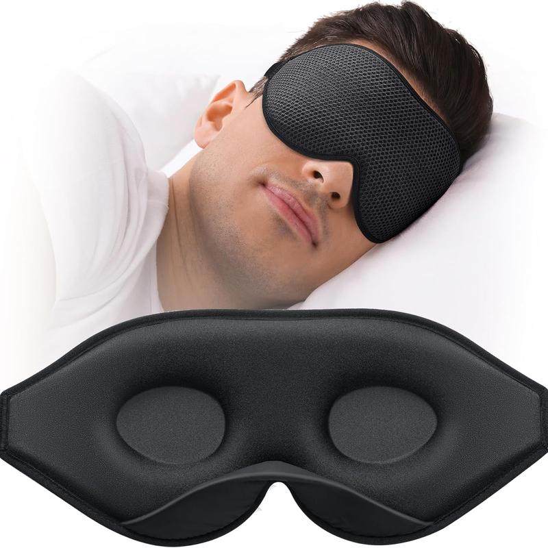 Sleep Mask for Side Sleeper, Eye Mask for Sleeping Women Men, 3D Contoured Cup No Eye   Light Blocking Sleeping Mask with Adjustable Strap Night Blindfold Flight, Travel, Nap, Black