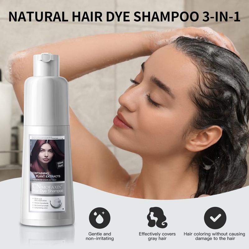 Hair Dye Shampoo 3-in-1 for Men & Women - Instant Hair Color Shampoo for 99.9% Gray Hair Coverage & Beard - Herbal Ingredients Natural Plant-Based Hair Dye Shampoo for HairCare & Dye