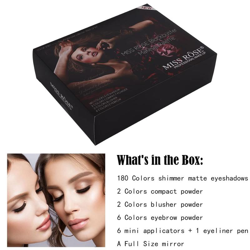 190 Colors Cosmetic Make up Piano Box Set,Combination with Eyeshadow  Facial Blusher  Eyebrow Powder  Eyeliner Pencil  Mirror,All-in-1 Makeup Gift Set, makeup box sets for women full kit, ladies makeup kit gift set, cosmetics gift sets for women