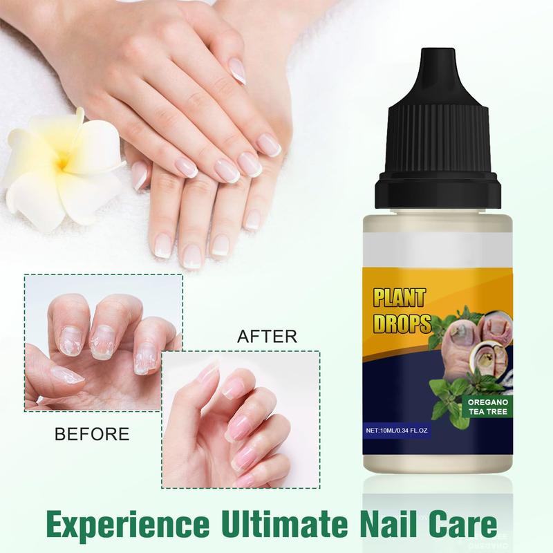 Plant Drops for Nails Care, Oregano Tea Tree, Tea Tree and Oregano Oil for Toenail 10 ml 0.34 Fl.oz, Nail Care Solution for Thick, Broken, Discolored or Damaged Nail