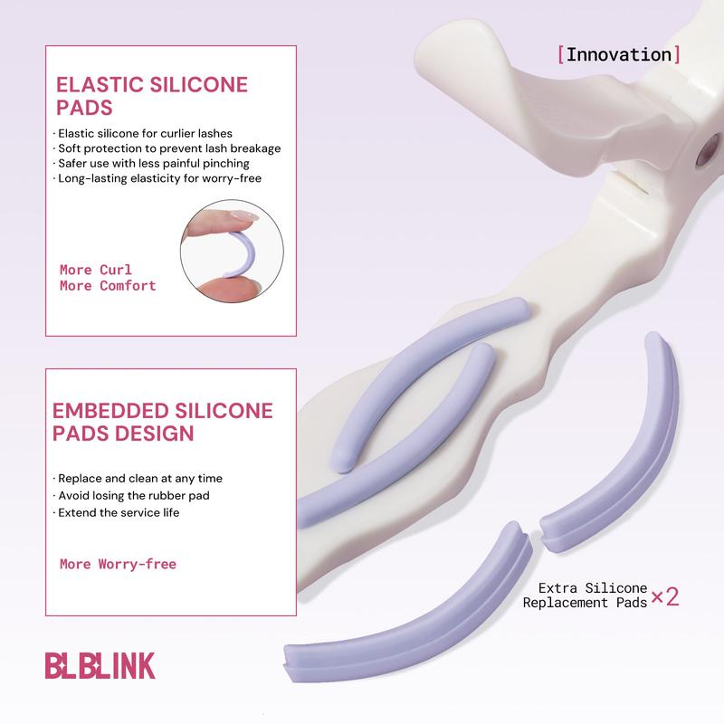 BLBLINK Frameless Makeup Eyelash Curler Natural Lift, No Pinching, Long-Lasting Hold, Includes 2 Replacement Pads