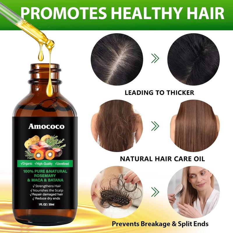 3pcs Rosemary & Batana Oil -Blended withJojoba & Argan 0i1-100% 0rganicEssential Oil forHair Haircare DailyRepairing Restore Moisture Vitamins