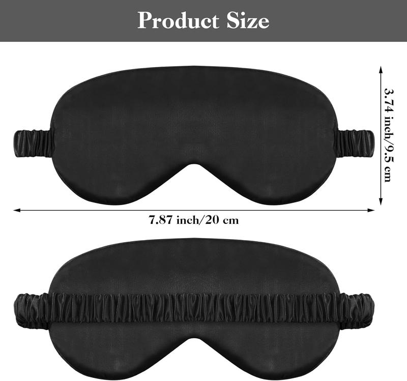 2 Pack Sleep Mask Silk Eye Mask Cover for Sleeping, Soft Satin Blindfold with Elastic Strap, Comfortable Night Sleeping Mask for Women Men (Black) Gift Lightweight