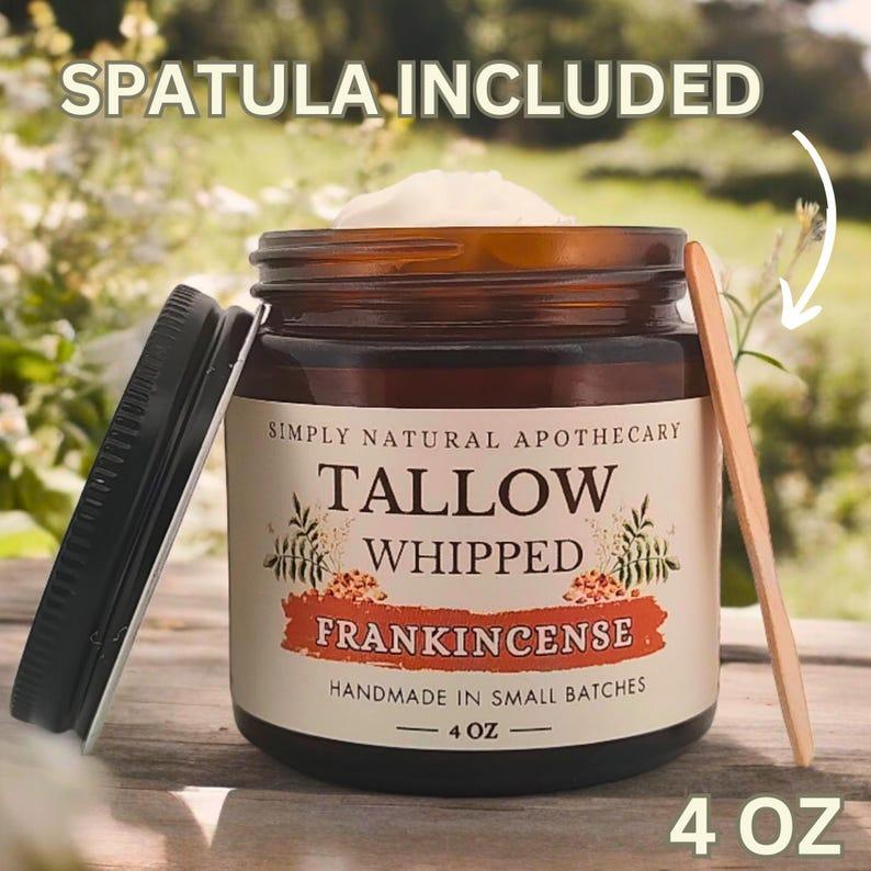 Tallow Face Cream, All Natural Whipped Grass-Fed Beef Tallow Skin Moisturizer Balm, Organic Hand Cream, Frankincense, Fragrance-Free 2 oz