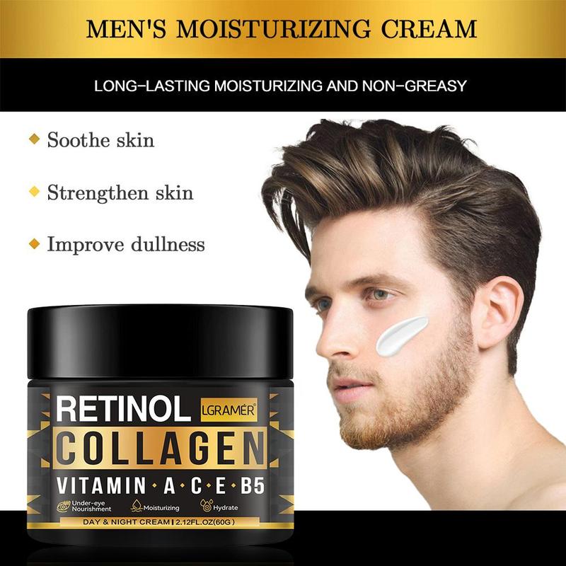 Retinol Collagen Moisturizing Facial Skincare Cream, Brightening & Firming Facial Lotion, Beauty & Personal Care Product for Men