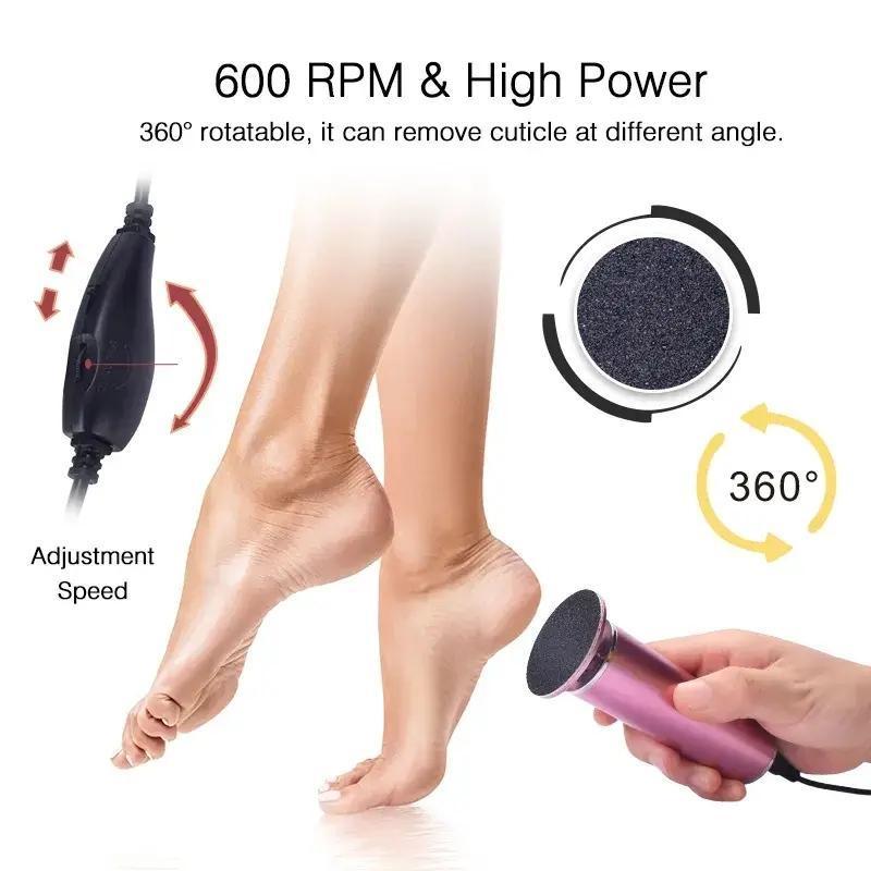 Electric Foot File, 1 Count Rechargeable Multi-purpose Foot Callus Remover, Professional Foot Care Tool for Home & Salon Use