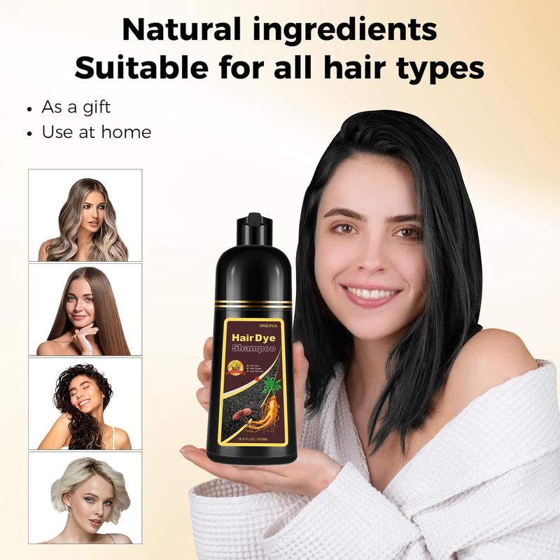 Hair Dye Shampoo Instant 3 in 1+100% Grey Coverage Dark Brown Light Brown Natural Black 3 Color Herbal Ingredients Plant extracts Long Lasting