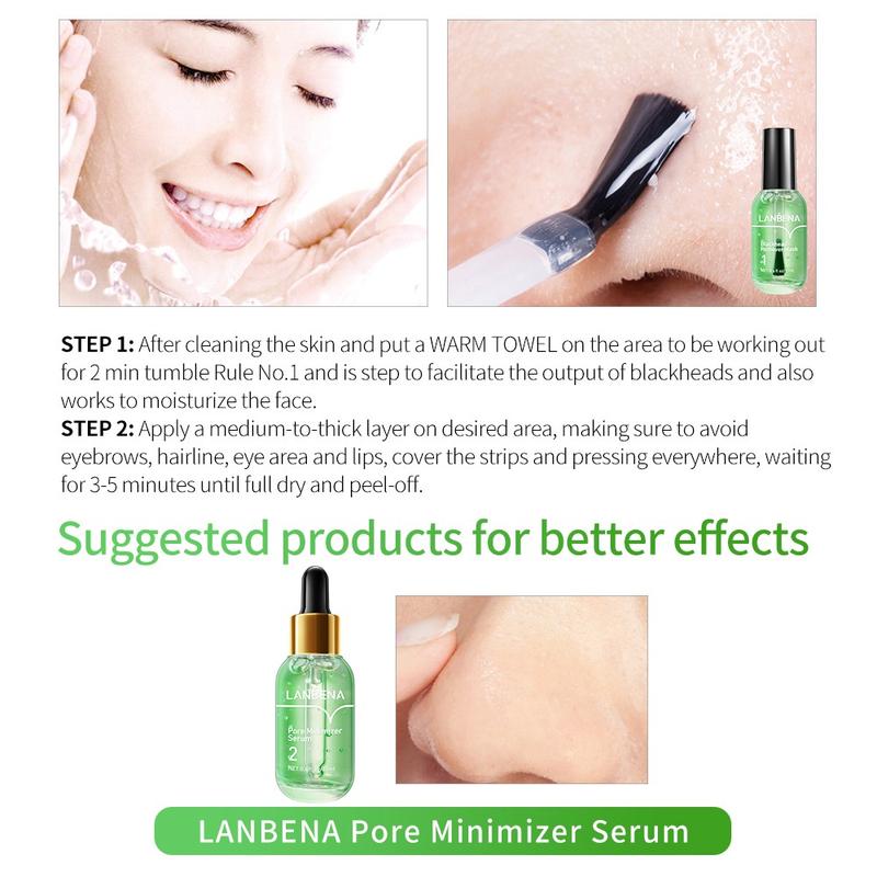 LANBENA Pore Care Beauty Lotion Nose Strips Green Tea Oil Blackhead Removal  Pores Shrinking Serum Vegan Moisture after Blackhead Remover Mask