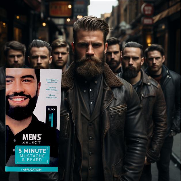 Men's Select Long Lasting Black Dye for Men for Beard, Mustache and all Facial Hair in just 5 min Hair Dye Haircare Gentle Salon