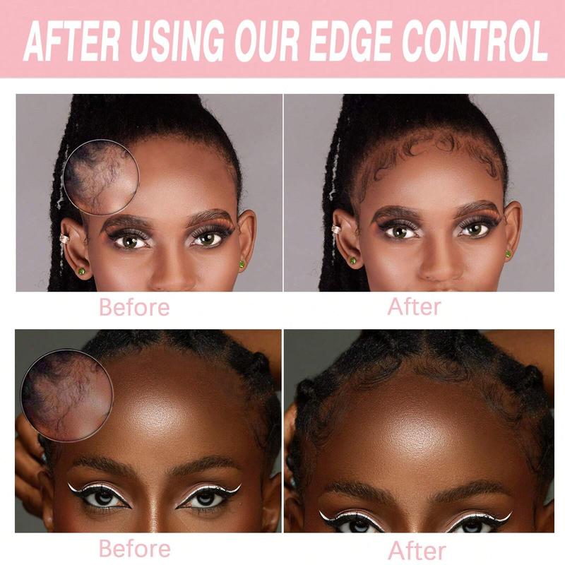 Edge Control Gel with Brush Set for Baby Hairs, Strong Hold Styling Cream and Wax for Women with 4C Hair - Haircare Haircare