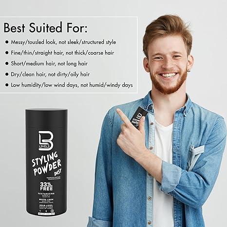 L3 Level 3 Styling Powder - Natural Look Mens Powder - Easy to Apply with No Oil or Greasy Residue Haircare Daily Pack Comfort