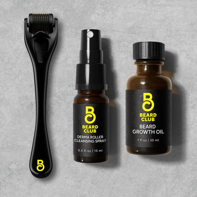 Derma Roller Moisturizing Beard Growth Kit - Derma Roller, Derma Roller Cleansing Spray and Beard Growth Oil