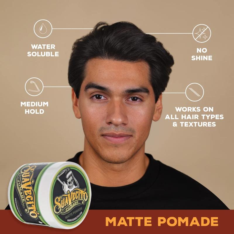 Suavecito Pomade Matte (Shine-Free) Formula 4 oz, 1 Pack - Medium Hold Hair Pomade For Men - Low Shine Hair Paste For Natural Texture Hairstyles