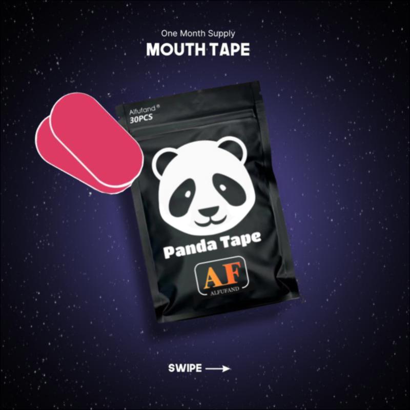 PINK-Panda 30-Pack Portable, All-Black, Limited Edition Breathable & Elastic Mouth Tape for Anti-Snoring Sleep – Hypoallergenic, Skin-Friendly, Safe & Healthy