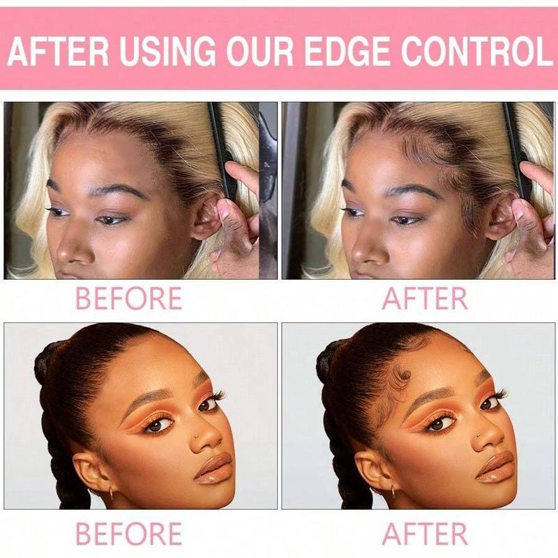 Edge Control Gel with Brush Set for Baby Hairs, Strong Hold Styling Cream and Wax for Women with 4C Hair - Haircare Haircare