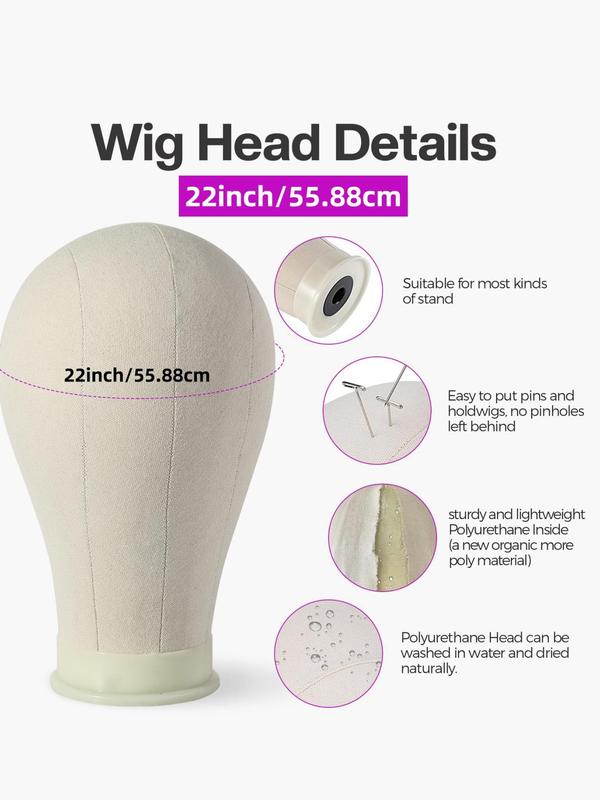 Hair Salon Tools Set, Including Canvas Head Mold, Wig Support Stand, Wig Cap, Hair Styling Comb, Alligator Hair Clips & Pins, for Make Wigs Hairstyling