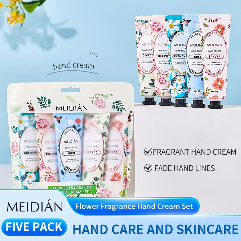 5PCS Pack Hand Cream, Natural Botanical Scented Hand Cream, Moisturizing Hand Cream Gift Set Travel Contains Floral Scented Hand Cream