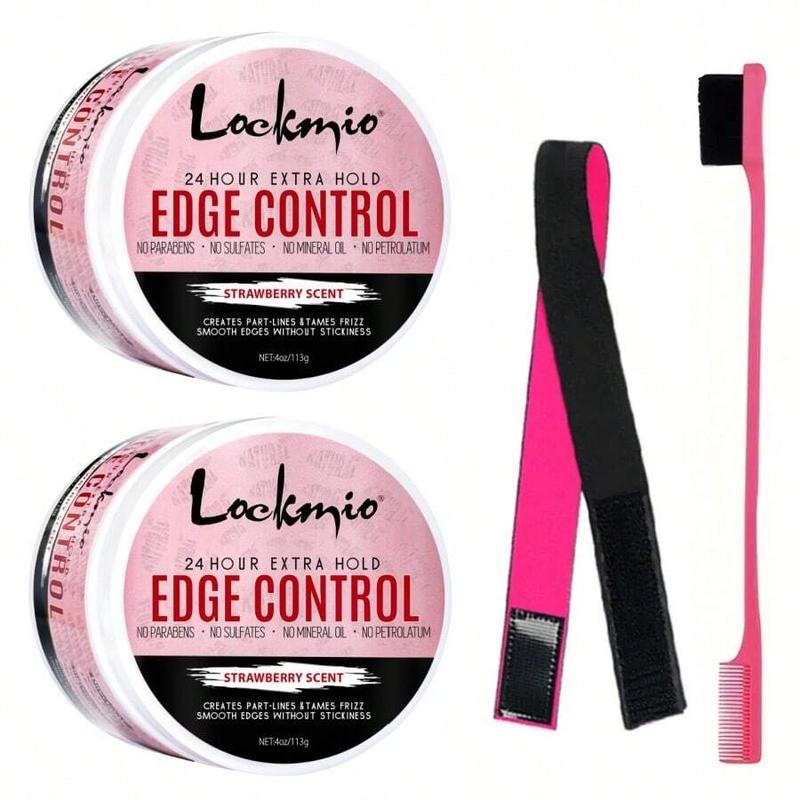 Edge Control Gel with Brush Set for Baby Hairs, Strong Hold Styling Cream and Wax for Women with 4C Hair - Haircare Haircare