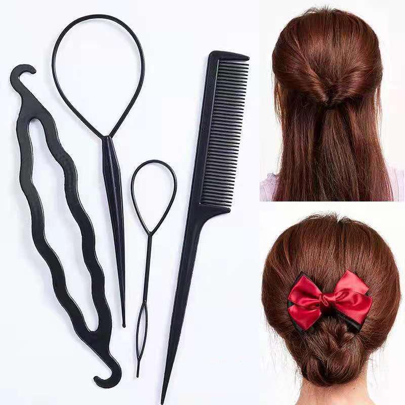 4pcs Hair Braiding Tool Set, Plastic Hair Twisters, Creative Heatless Hair Styling Tools