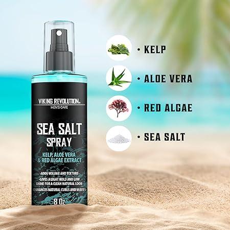 Sea Salt Spray for Hair Men-Texturizing Spray with Kelp, Aloe Vera and Red Algae Extract-Surf Spray to Add Volume & Texture Men Hair - 8oz Hair Care