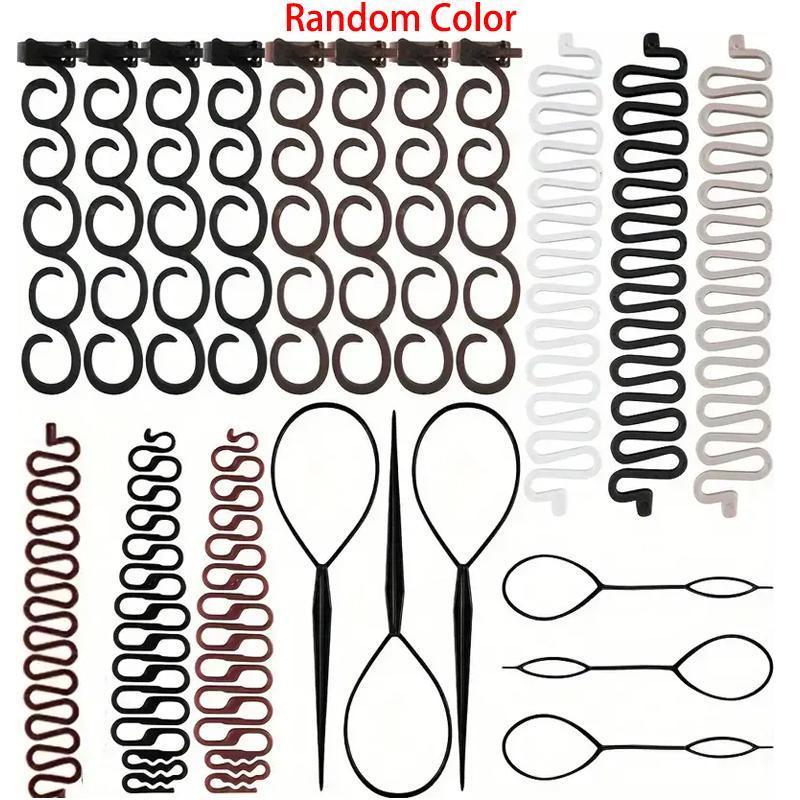 Hair Braiding Tool Set, 20pcs set Horsetail Braiding Accessories & Tools, Professional Hair Styling Accessories for Women & Girls