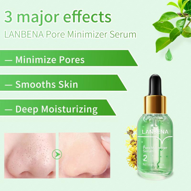 LANBENA Pore Care Beauty Lotion Nose Strips Green Tea Oil Blackhead Removal  Pores Shrinking Serum Vegan Moisture after Blackhead Remover Mask