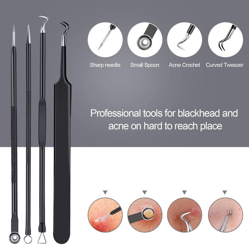 Pimple Popper Tool Kit 10 packs, Newest Blackhead Remover Pimple Comedone Extractor Tools for Easy and Fast Removal of Blackheads, Pimples and Blemish on Face, with Elaborate Leather Bag