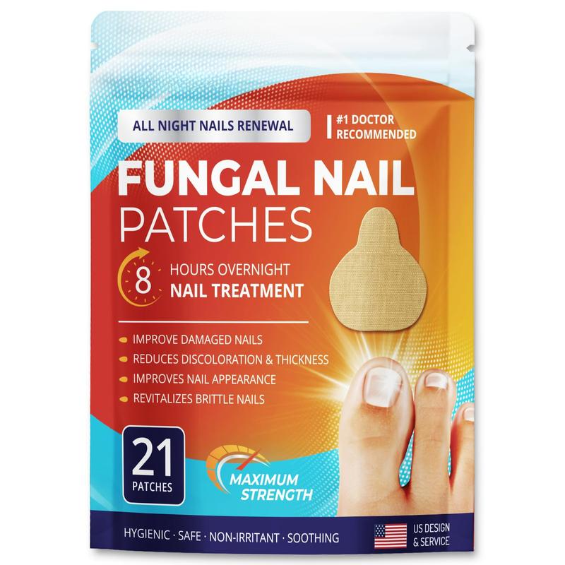 Fungal Nail Patches: Nail Fungus Relief - Toenail Fungus Relief - Nighttime Renewal Fungal Nail Patches - Nail Fungus Improvement - Overnight Nail Repair - 8-Hour Nighttime Renewal - 21 PCS Nail Care Smooth